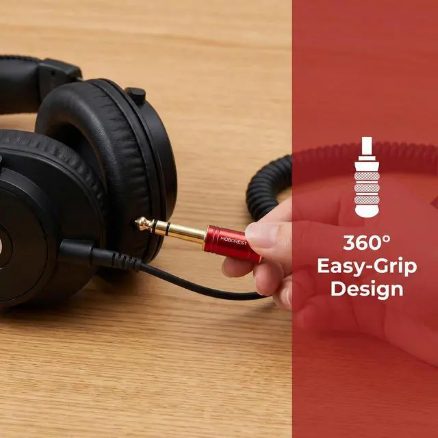Alt view image 4 of 7 - 1/4 to 1/8 Headphone Adapter 2-Pack 6.35mm Male to 3.5mm Female Stereo Audio Jack Converter, Pure Copper Gold Plated for Guitar Amp, Mixer, Speaker, Piano, Headphones -2RED