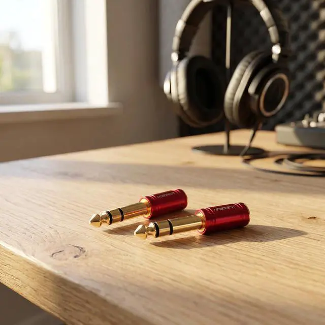 Alt view image 7 of 7 - 1/4 to 1/8 Headphone Adapter 2-Pack 6.35mm Male to 3.5mm Female Stereo Audio Jack Converter, Pure Copper Gold Plated for Guitar Amp, Mixer, Speaker, Piano, Headphones -2RED