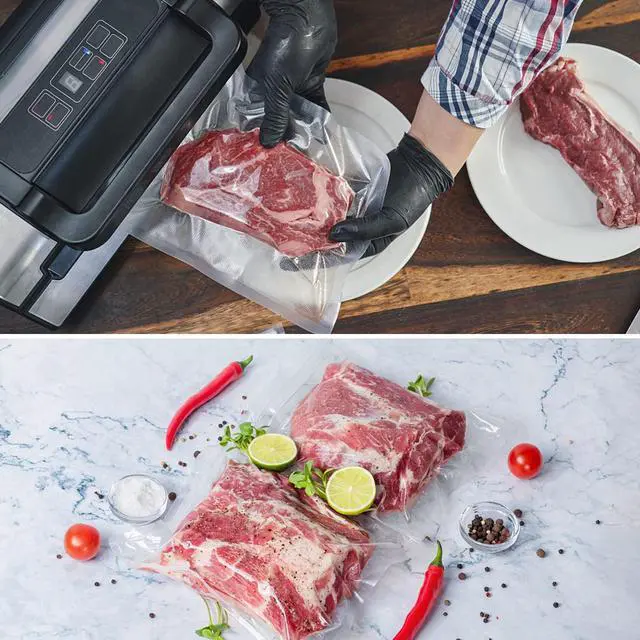 Alt view image 3 of 7 - Vacuum Sealer Bags, 8"*12" 50 Pcs Heavy Duty Pre-Cut Design Commercial Grade Food Sealable Bag for Heat Seal Food Storage, Boilsafe to 280°F Freezable, Great for Storage, Meal Prep and Sous