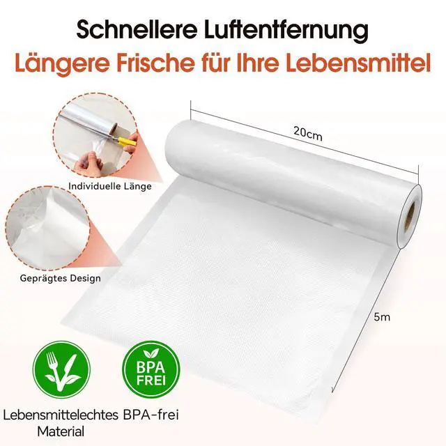 Alt view image 2 of 7 - Vacuum Sealer Rolls 2 Pack, 8" x 16' Vacuum Seal Bags for Food Storage Saver, BPA-Free FoodSaver Bags Rolls for Freezer, Meal Prep & Sous Vide Cooking