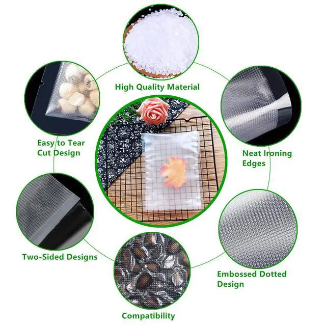 Alt view image 3 of 7 - Vacuum Sealer Bags for Food Saver, 100 Quart 4" x 6" Commercial Grade PreCut Bag, Food Vac Bags for Storage, Meal Prep or Sous Vide