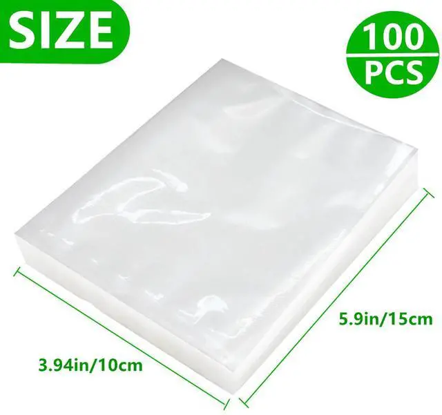Alt view image 2 of 7 - Vacuum Sealer Bags for Food Saver, 100 Quart 4" x 6" Commercial Grade PreCut Bag, Food Vac Bags for Storage, Meal Prep or Sous Vide