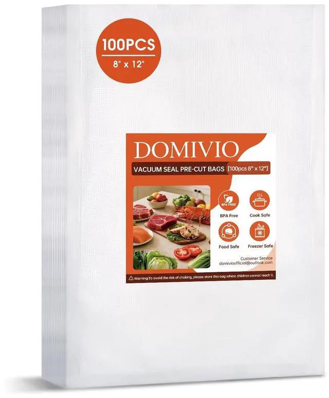 Main image of 100 Vacuum Sealer Bags 8" x 12", Pre-Cut Quart Size Food Saver Bags for Vacuum Sealer Machine, BPA-Free Commercial Grade Storage Bags for Food Freezer Meal Prep & Sous Vide