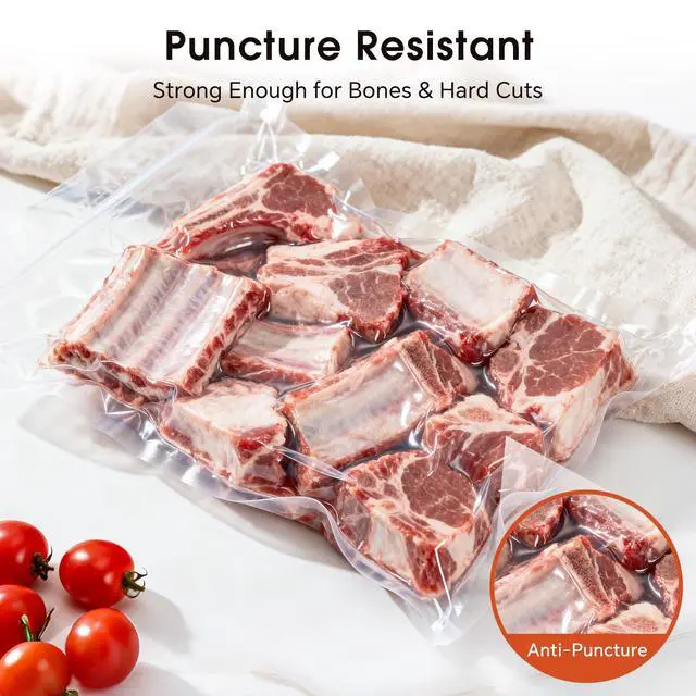 Alt view image 4 of 6 - 100 Vacuum Sealer Bags 8" x 12", Pre-Cut Quart Size Food Saver Bags for Vacuum Sealer Machine, BPA-Free Commercial Grade Storage Bags for Food Freezer Meal Prep & Sous Vide