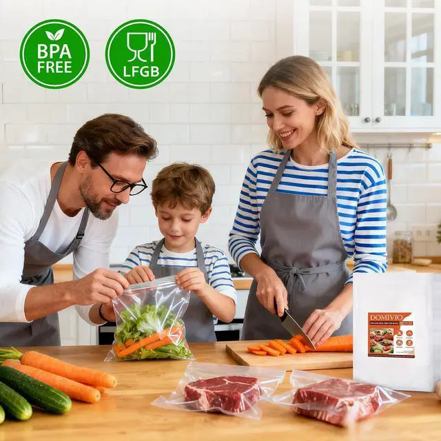 Alt view image 6 of 6 - 100 Vacuum Sealer Bags 8" x 12", Pre-Cut Quart Size Food Saver Bags for Vacuum Sealer Machine, BPA-Free Commercial Grade Storage Bags for Food Freezer Meal Prep & Sous Vide