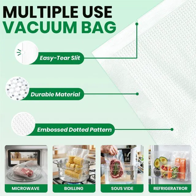 Alt view image 3 of 7 - 100 PCS Precut Vacuum Sealer Bags for Food 11"x16"/8"x12"/6"x10" | Mixed Gallon, Quart and Pint, BPA Free Airtight Freezer Bags for Food Storage, Meal Prep, Sous Vide and Bulk Freezing