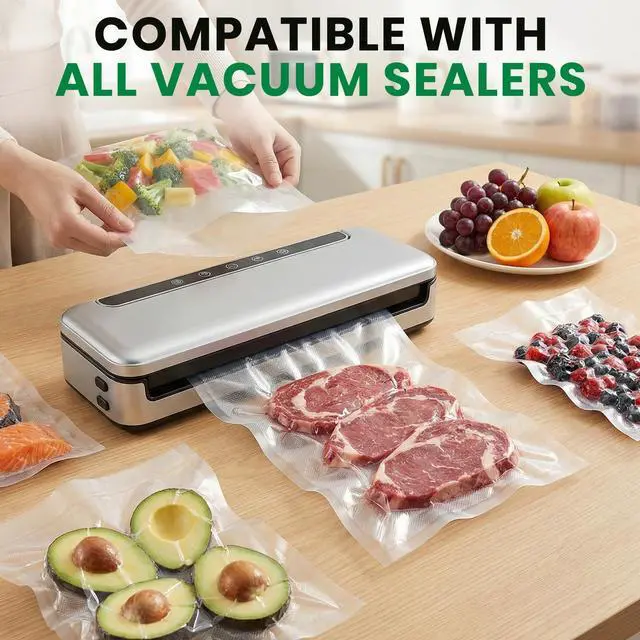 Alt view image 4 of 7 - 100 PCS Precut Vacuum Sealer Bags for Food 11"x16"/8"x12"/6"x10" | Mixed Gallon, Quart and Pint, BPA Free Airtight Freezer Bags for Food Storage, Meal Prep, Sous Vide and Bulk Freezing