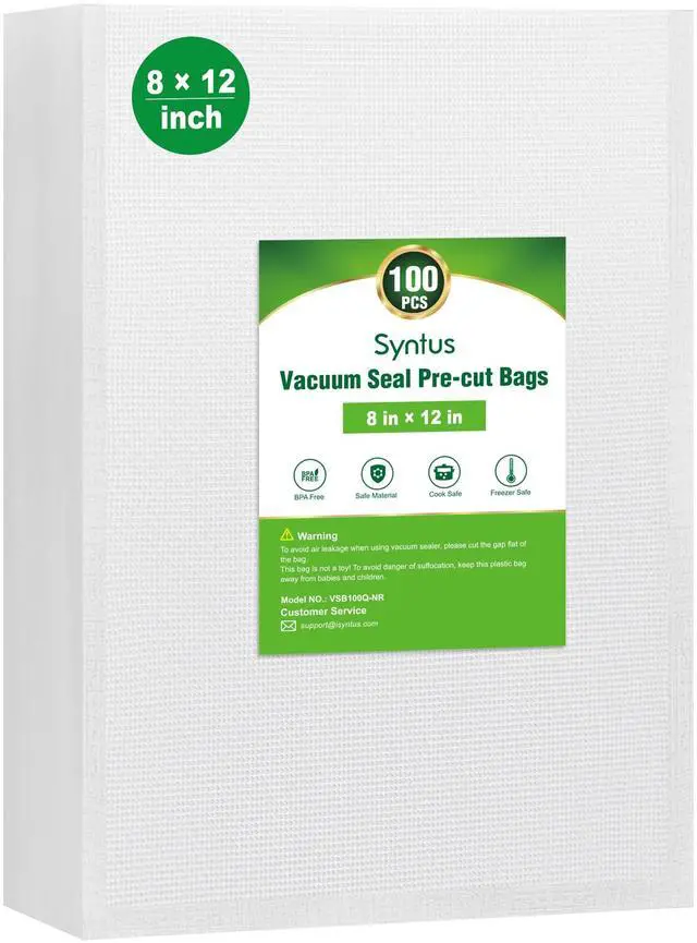 Main image of Vacuum Sealer Bags for Food, 100 Count Quart 8" x 12" Commercial Grade PreCut Bag, BPA Free Food Vac Bags for Storage, Meal Prep or Sous Vide