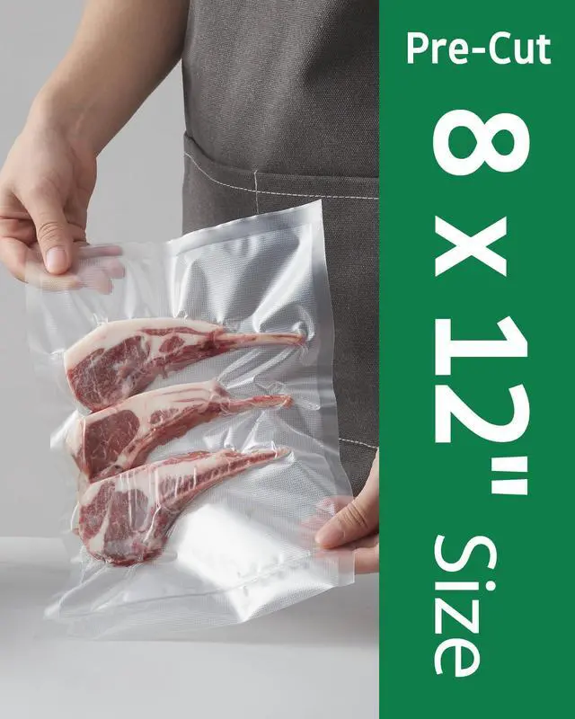 Alt view image 2 of 5 - 100 Count Vacuum Sealer Bags Quart 8 x 12 inch for Seal a Meal, Commercial Grade BPA Free Heavy Duty Precut Seal Bags, Food Vac Bags for Storage, Meal Prep or Sous Vide