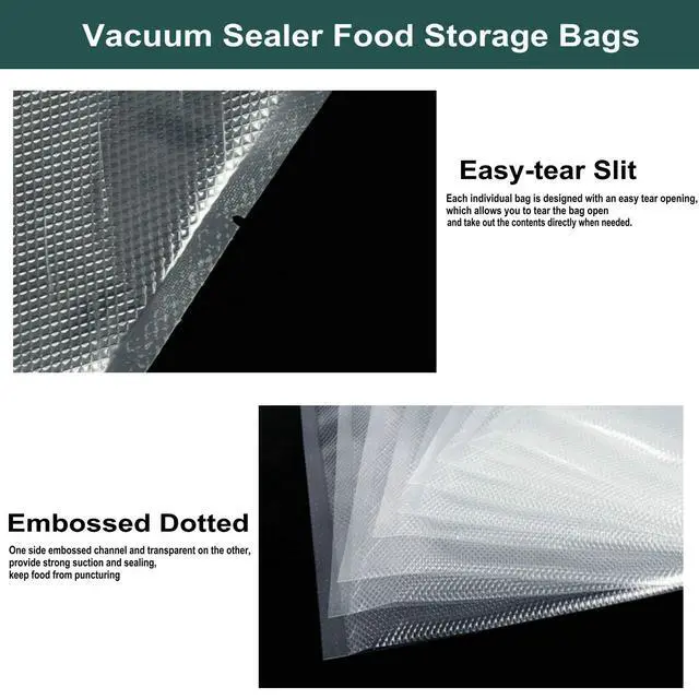 Alt view image 4 of 6 - Vacuum Sealer Food Storage Bags - Precut Embossed Seal Bags for Airtight Food Storage, Meal Prep or Sous Vide, 100 Pack (8" x 12"), Food Grade PA/PE Material, Transparent