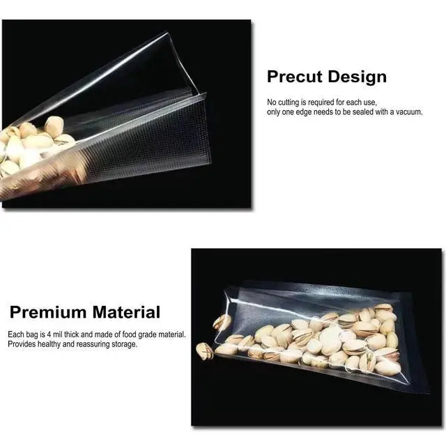 Alt view image 5 of 6 - Vacuum Sealer Food Storage Bags - Precut Embossed Seal Bags for Airtight Food Storage, Meal Prep or Sous Vide, 100 Pack (8" x 12"), Food Grade PA/PE Material, Transparent