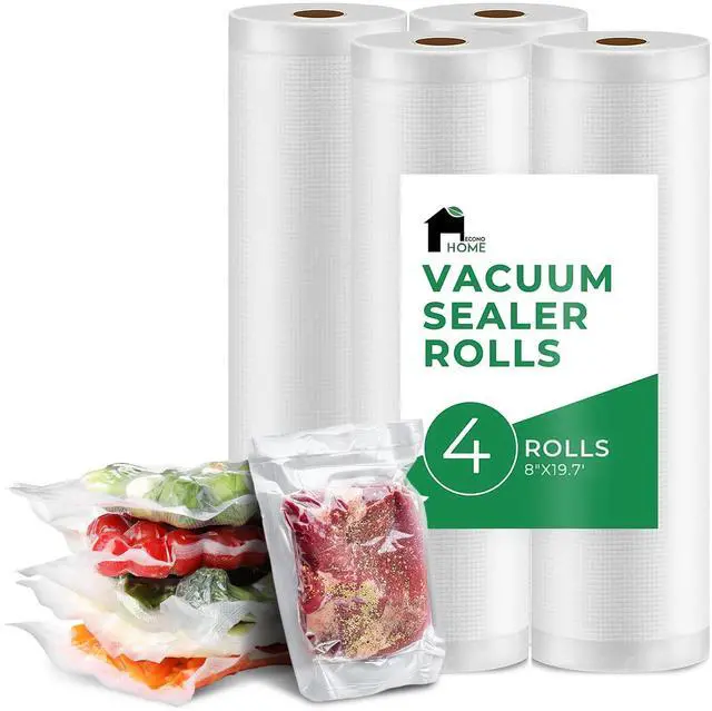 Main image of 8"x20' Roll Heavy Duty Vacuum Seal Bags for Food 4 Pack - Commercial-Grade, Airtight & Leakproof Plastic Vacuum Storage Bags for Sous Vide, Meal Preparation, Processing & Dry Aging Meat
