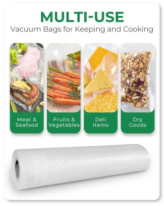 Alt view image 4 of 7 - 8"x20' Roll Heavy Duty Vacuum Seal Bags for Food 4 Pack - Commercial-Grade, Airtight & Leakproof Plastic Vacuum Storage Bags for Sous Vide, Meal Preparation, Processing & Dry Aging Meat