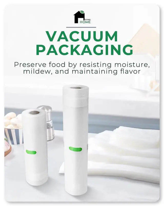 Alt view image 2 of 7 - 8"x20' Roll Heavy Duty Vacuum Seal Bags for Food 4 Pack - Commercial-Grade, Airtight & Leakproof Plastic Vacuum Storage Bags for Sous Vide, Meal Preparation, Processing & Dry Aging Meat