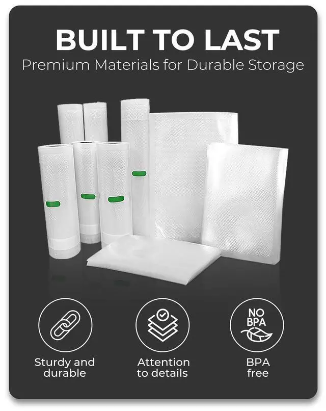 Alt view image 3 of 7 - 8"x20' Roll Heavy Duty Vacuum Seal Bags for Food 4 Pack - Commercial-Grade, Airtight & Leakproof Plastic Vacuum Storage Bags for Sous Vide, Meal Preparation, Processing & Dry Aging Meat