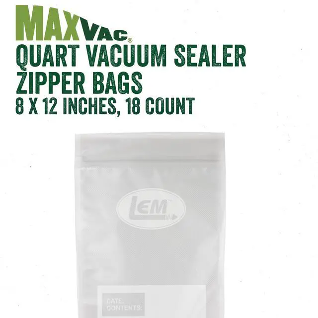 Alt view image 2 of 7 - Products Quart Zipper Top Vacuum Sealer Bags, 8 x 12 Inches, Compatible with Most Major Vacuum Sealer Brands, 18 Count