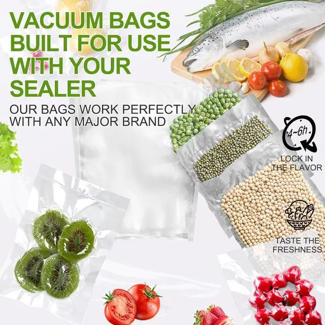 Alt view image 6 of 6 - 100 Single-Ply Vacuum Sealer Bags (8"x12" Quart) Pre-Separated, Commercial Grade, BPA Free for Food Storage, Sous Vide & Meal Prep 1 Pack (100 Count)