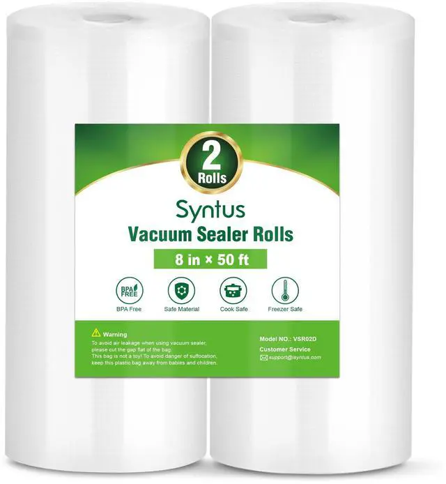 Main image of Vacuum Sealer Bags, 2 Rolls 8" x 50' Commercial Grade Bag Rolls, BPA Free Food Vac Bags for Storage, Meal Prep or Sous Vide