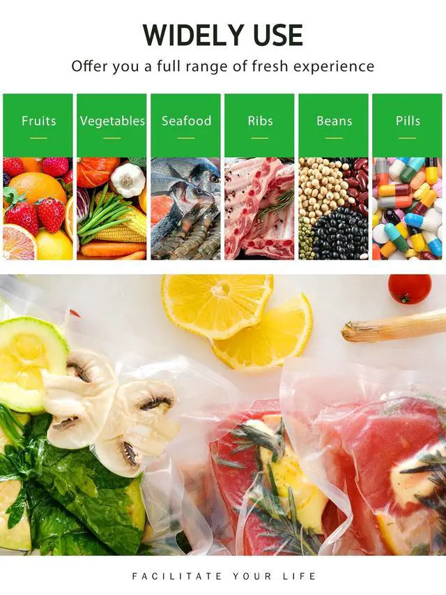Alt view image 7 of 7 - Vacuum Sealer Bags, 2 Rolls 8" x 50' Commercial Grade Bag Rolls, BPA Free Food Vac Bags for Storage, Meal Prep or Sous Vide
