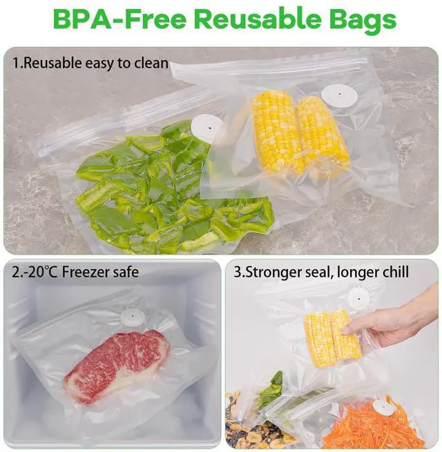 Alt view image 3 of 7 - Vacuum Sealer Bags Compatible with Feppo,20 PCS