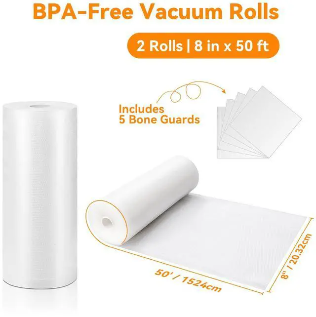 Alt view image 2 of 7 - Vacuum Sealer Bags 8x50 Rolls 2 pack for Food Saver, Seal a Meal, Weston. Commercial Grade, BPA Free, Heavy Duty, Great for vac storage, Meal Prep or Sous Vide