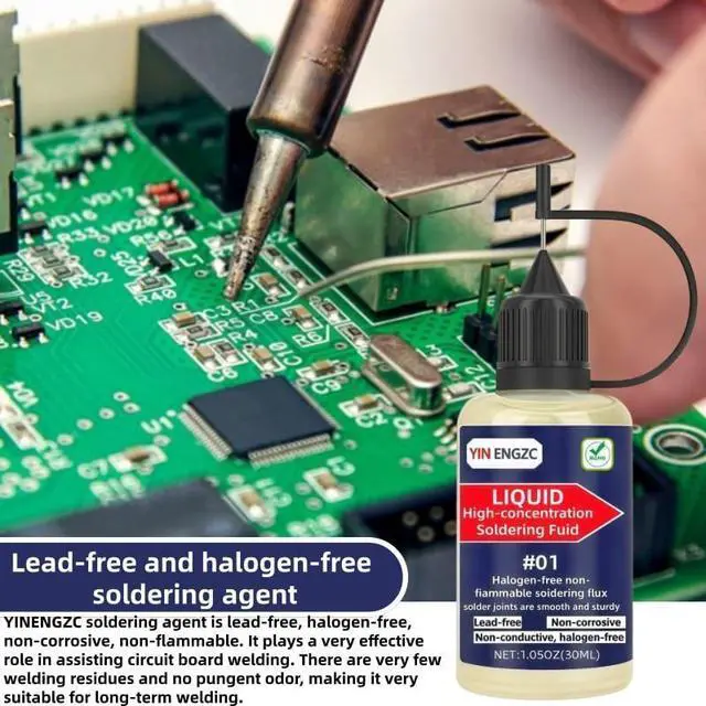 Alt view image 4 of 5 - Liquid Solder Flux 30mL (1.05 Oz), No Clean Liquid Soldering Flux, Electrical Rosin Flux Solder, Liquid Flux Soldering Fluid in Squeeze Dropper Bottle.