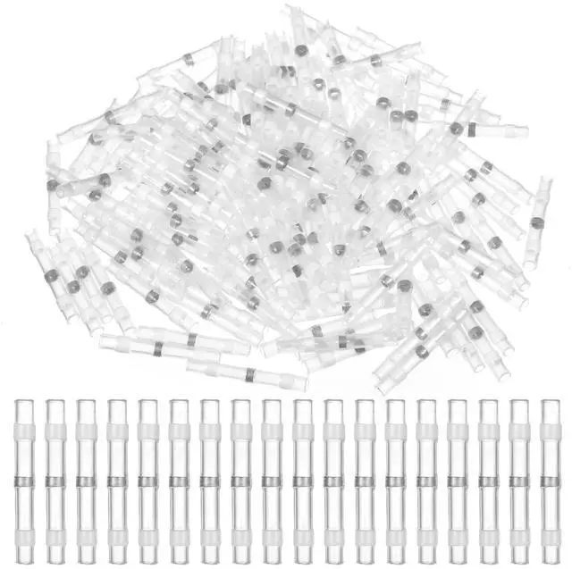 Main image of 150 Pcs Waterproof Solder Seal Wire Connectors AWG 26-24, Heat Shrink Butt Connectors White Terminals Solder Sleeve Wire Splice Connector Insulated Electrical Splice for Marine Car Electrical Engineer
