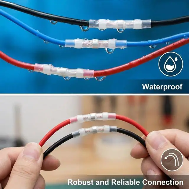 Alt view image 3 of 7 - 150 Pcs Waterproof Solder Seal Wire Connectors AWG 26-24, Heat Shrink Butt Connectors White Terminals Solder Sleeve Wire Splice Connector Insulated Electrical Splice for Marine Car Electrical Engineer