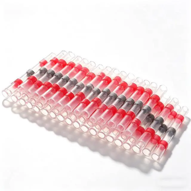 Alt view image 7 of 7 - 200PCS Solder Seal Wire Connectors - 22-18 AWG Red Heat Shrink Butt Connectors - Waterproof Electrical Wire Splice Terminals for Automotive Marine Boat & DIY Wiring