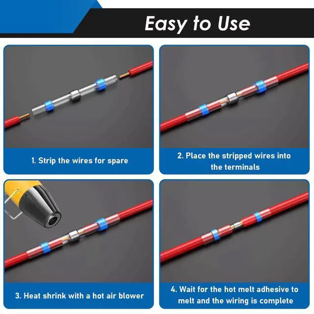 Alt view image 4 of 6 - 252Pcs Solder Seal Wire Connectors Kit, 120Pcs Heat Shrink Wire Connectors & 132Pcs Heat Shrink Tubing Waterproof and Insulated Electrical Wire Terminals for Marine, Automotive