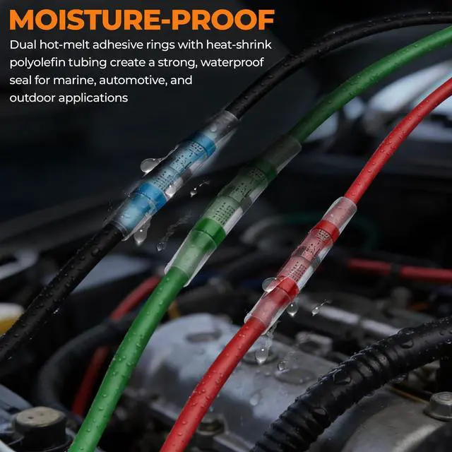 Alt view image 3 of 7 - 520PCS Solder Seal Wire Connectors - Waterproof Heat Shrink Butt Connectors - Insulated Electrical Marine Grade Wire Terminals - Automotive, Boat, Truck, Stereo Splice Kit (26-10 AWG, 5 Sizes/Colors)