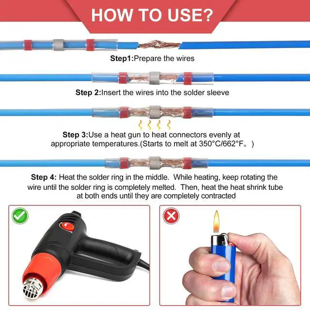 Alt view image 3 of 7 - 300 Butt Splice 22-18 Awg Red Solder Seal Wire Connectors Heat Shrink Waterproof Insulated Electrical Butt Splice Wire Terminals Automotive Marine Electrical Terminals for Boat Trailer Stereo