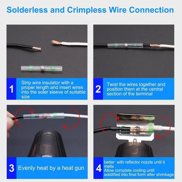Alt view image 4 of 6 - 252PCS Heat Shrink Solder Seal Wire Connectors Kit -120 Waterproof Butt Connectors &132 3:1 Heat Shrink Tubing, Marine-Grade Insulated Electrical Wire Terminals for Automotive, Boat, Truck