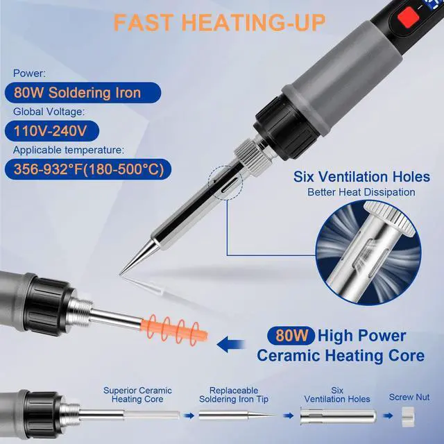 Alt view image 2 of 7 - 21-in-1 3D Printer Smoothing Tool Kit, 80W Soldering Iron