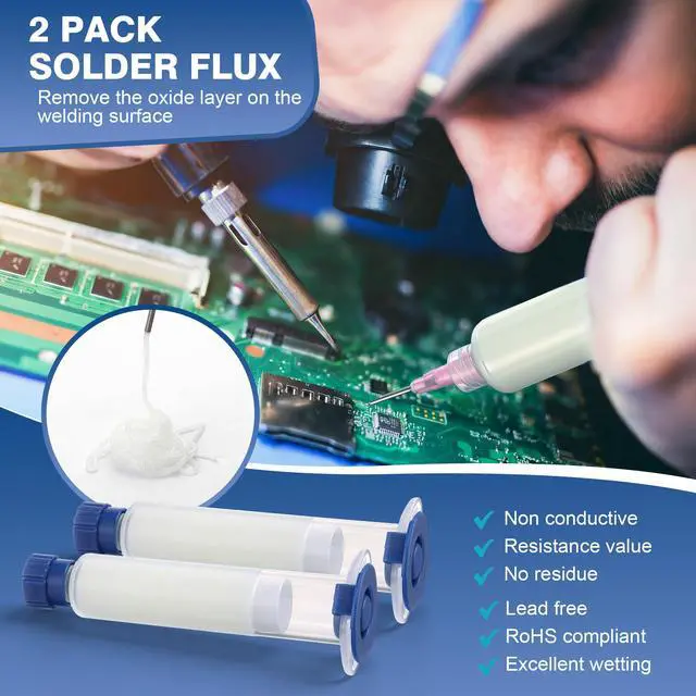 Alt view image 3 of 7 - Soldering Tip Cleaning Kit Include Flux Paste, Tip Tinner, Solder Wick, Iron Tips, Soldering Iron Tips Cleaner and Cleaning Sponge for Electronics Repair