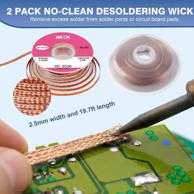 Alt view image 4 of 7 - Soldering Tip Cleaning Kit Include Flux Paste, Tip Tinner, Solder Wick, Iron Tips, Soldering Iron Tips Cleaner and Cleaning Sponge for Electronics Repair