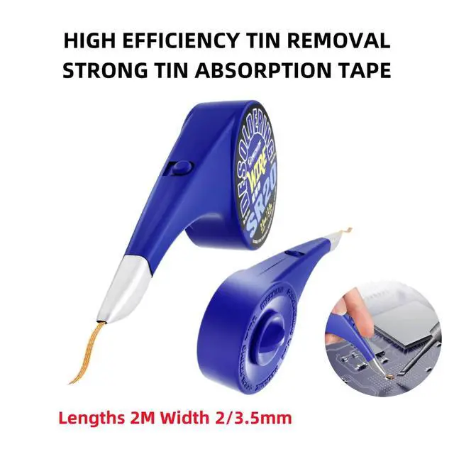 Alt view image 2 of 7 - Solder Wick Braid,Desoldering Braided Wicks,Solder Wick Remover,Anti-scalding Desoldering Wire Tin Absorption Wick Solder Remove Strip Tool for Electronic Component Repair (Width 2.0MMLength 2M)