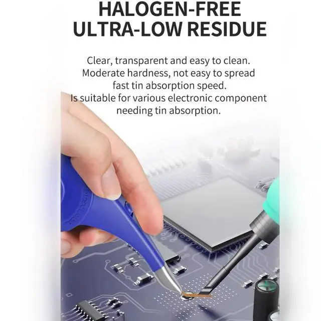 Alt view image 3 of 7 - Solder Wick Braid,Desoldering Braided Wicks,Solder Wick Remover,Anti-scalding Desoldering Wire Tin Absorption Wick Solder Remove Strip Tool for Electronic Component Repair (Width 2.0MMLength 2M)