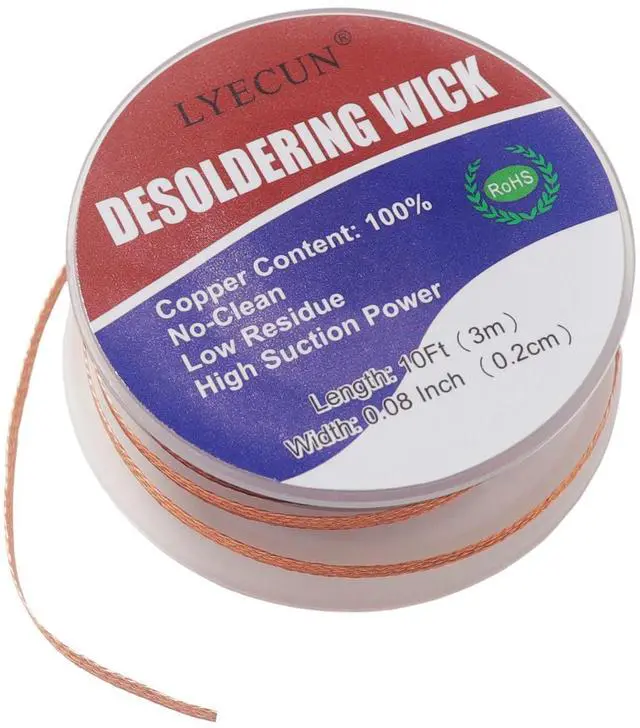 Alt view image 4 of 7 - Solder Wick Braid, 20Ft Length Desoldering Wicks and PCB Cleaning Brush