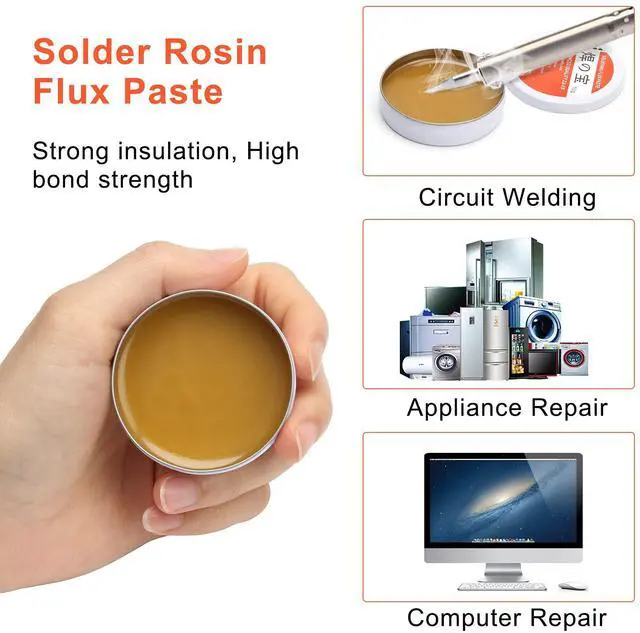 Alt view image 6 of 7 - Solder Tip Cleaner+ Soldering Rosin Flux Paste(0.35 oz / 10 g)+ 60/40 Tin Lead Rosin Core Solder Wire(1.76 oz / 50 g) + 3pcs Replacement Brass Pads, 6 PCS Solder Iron Welding Tool Set