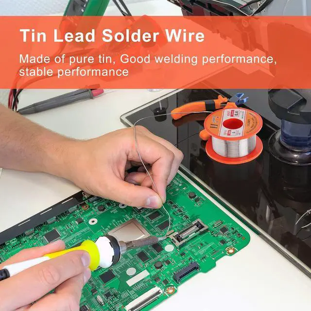 Alt view image 5 of 7 - Solder Tip Cleaner+ Soldering Rosin Flux Paste(0.35 oz / 10 g)+ 60/40 Tin Lead Rosin Core Solder Wire(1.76 oz / 50 g) + 3pcs Replacement Brass Pads, 6 PCS Solder Iron Welding Tool Set