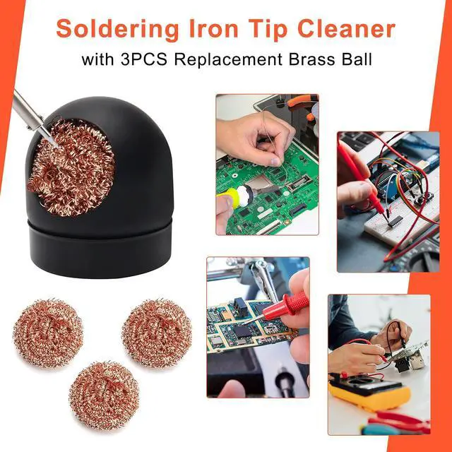 Alt view image 7 of 7 - Solder Tip Cleaner+ Soldering Rosin Flux Paste(0.35 oz / 10 g)+ 60/40 Tin Lead Rosin Core Solder Wire(1.76 oz / 50 g) + 3pcs Replacement Brass Pads, 6 PCS Solder Iron Welding Tool Set