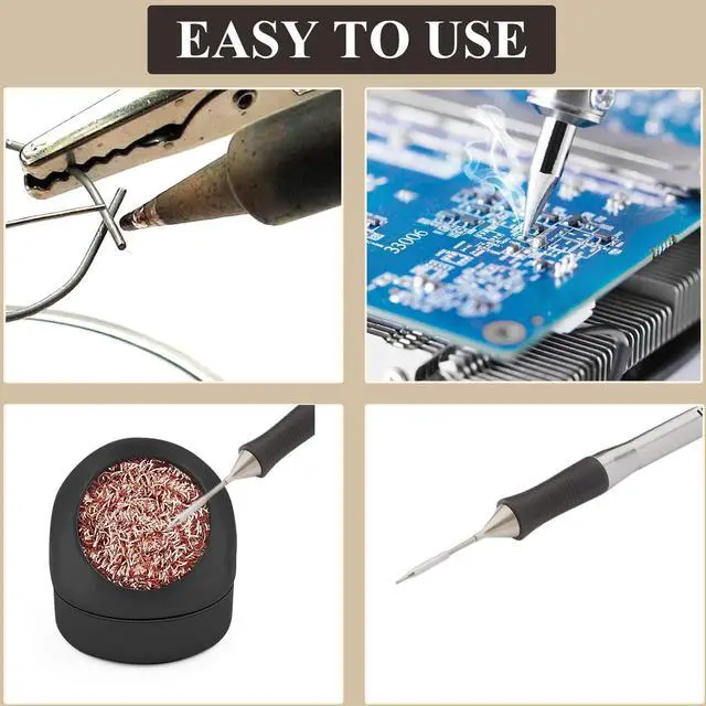 Alt view image 4 of 6 - Soldering Tip Cleaner Set, Solder Tip Cleaning Wire and Holder for Cleaning Solder Irons and Tips Black