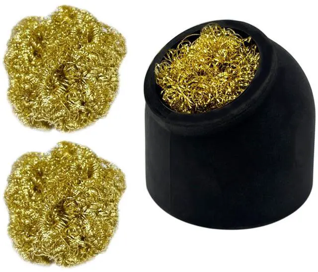 Main image of Soldering Iron Tip Cleaner 3Pcs Soft Coiled Brass Tip Cleaner with Silicone Holder Non-slip Solder Tip Cleaners, No Water Needed, Black