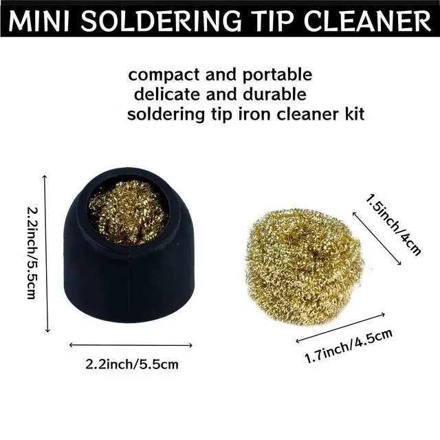 Alt view image 2 of 6 - Soldering Iron Tip Cleaner 3Pcs Soft Coiled Brass Tip Cleaner with Silicone Holder Non-slip Solder Tip Cleaners, No Water Needed, Black