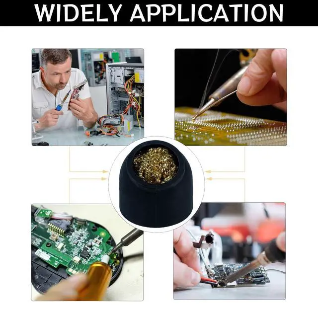 Alt view image 5 of 6 - Soldering Iron Tip Cleaner 3Pcs Soft Coiled Brass Tip Cleaner with Silicone Holder Non-slip Solder Tip Cleaners, No Water Needed, Black