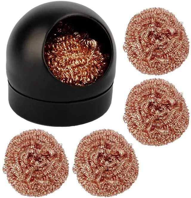 Main image of Soldering Iron Tip Cleaner Solder Tip Cleaner - 5pcs Solder Tip Cleaning Wire Ball & Base Holder for Cleaning Soldering Irons and Tips