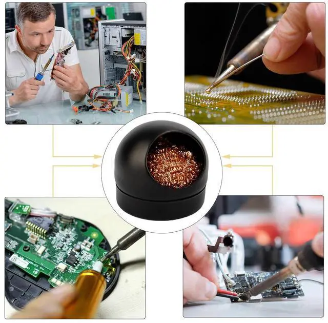 Alt view image 6 of 7 - Soldering Iron Tip Cleaner Solder Tip Cleaner - 5pcs Solder Tip Cleaning Wire Ball & Base Holder for Cleaning Soldering Irons and Tips