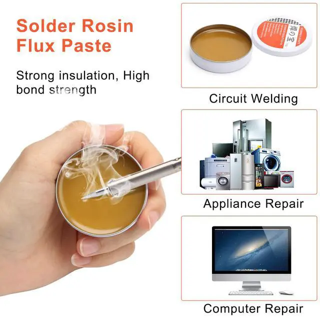 Alt view image 3 of 7 - Soldering Iron Tip Cleaner Kit, Solder Tip Cleaning Brass With Holder, Soldering Rosin Flux Paste(0.35 oz / 10 g), 6pcs Replacement Solder Tip Cleaning for Cleaning Soldering Irons and Tips