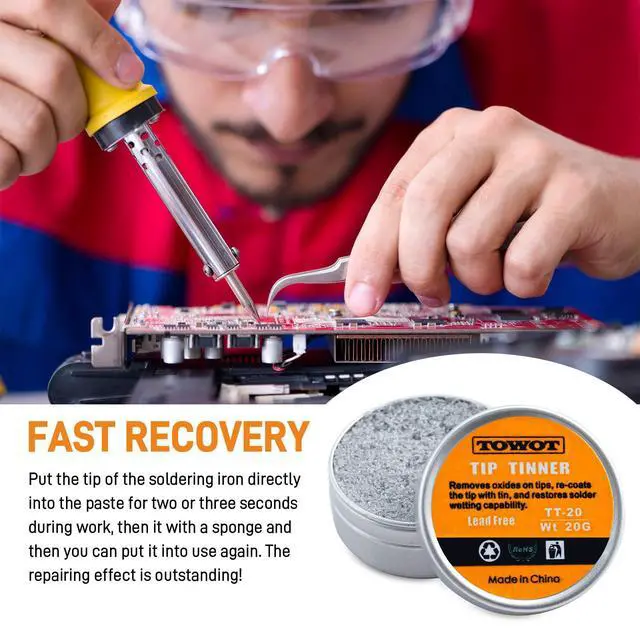 Alt view image 5 of 7 - Tip Tinner For Electronics Soldering, Iron Tip and Re-Tinning Solution, Removes Oxidation, 20g